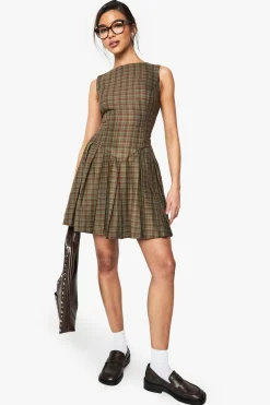 Dresses^Nasty Gal Check Pleated Tailored Dress |