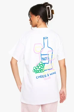 Tops^Nasty Gal Cheese and Wine Club Oversized Printed T-shirt |