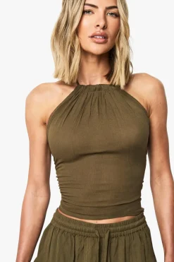 Tops^Nasty Gal Cheesecloth Halter Beach Top |