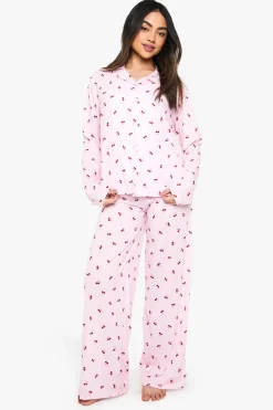 Sleepwear^Nasty Gal Cherry Print Long Sleeve Shirt & Trousers Pyjama Set |