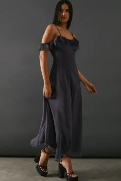 Maxi Dresses|Dresses^Nasty Gal Chiffon Asymmetric Hem Bias Ruffle Strappy Midaxi Dress |