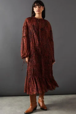 Dresses^Nasty Gal Chiffon Button Tier Smock Midi Dress |