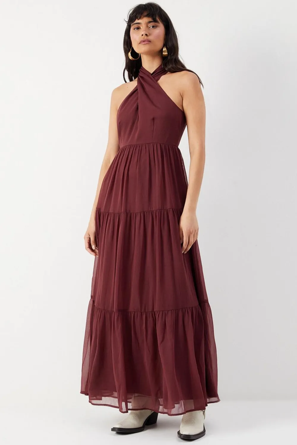 Dresses^Nasty Gal Chiffon Halter Tier Maxi Dress |