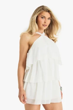 Dresses^Nasty Gal Chiffon Halterneck Layered Mini Dress |