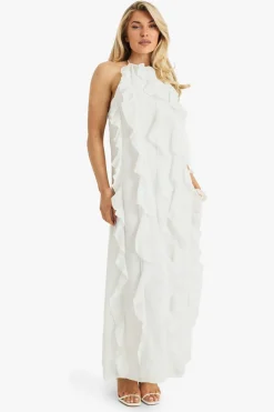 Dresses^Nasty Gal Chiffon Halterneck Ruffle Maxi Dress |
