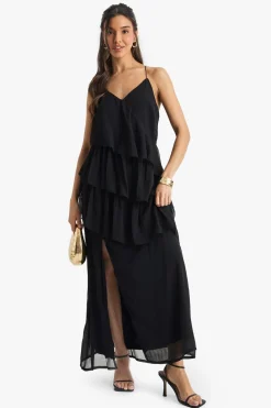Dresses^Nasty Gal Chiffon Ruffle Cross Back Midaxi Dress |