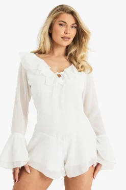 Rompers|Rompers^Nasty Gal Chiffon Ruffle Godet Hem Playsuit |