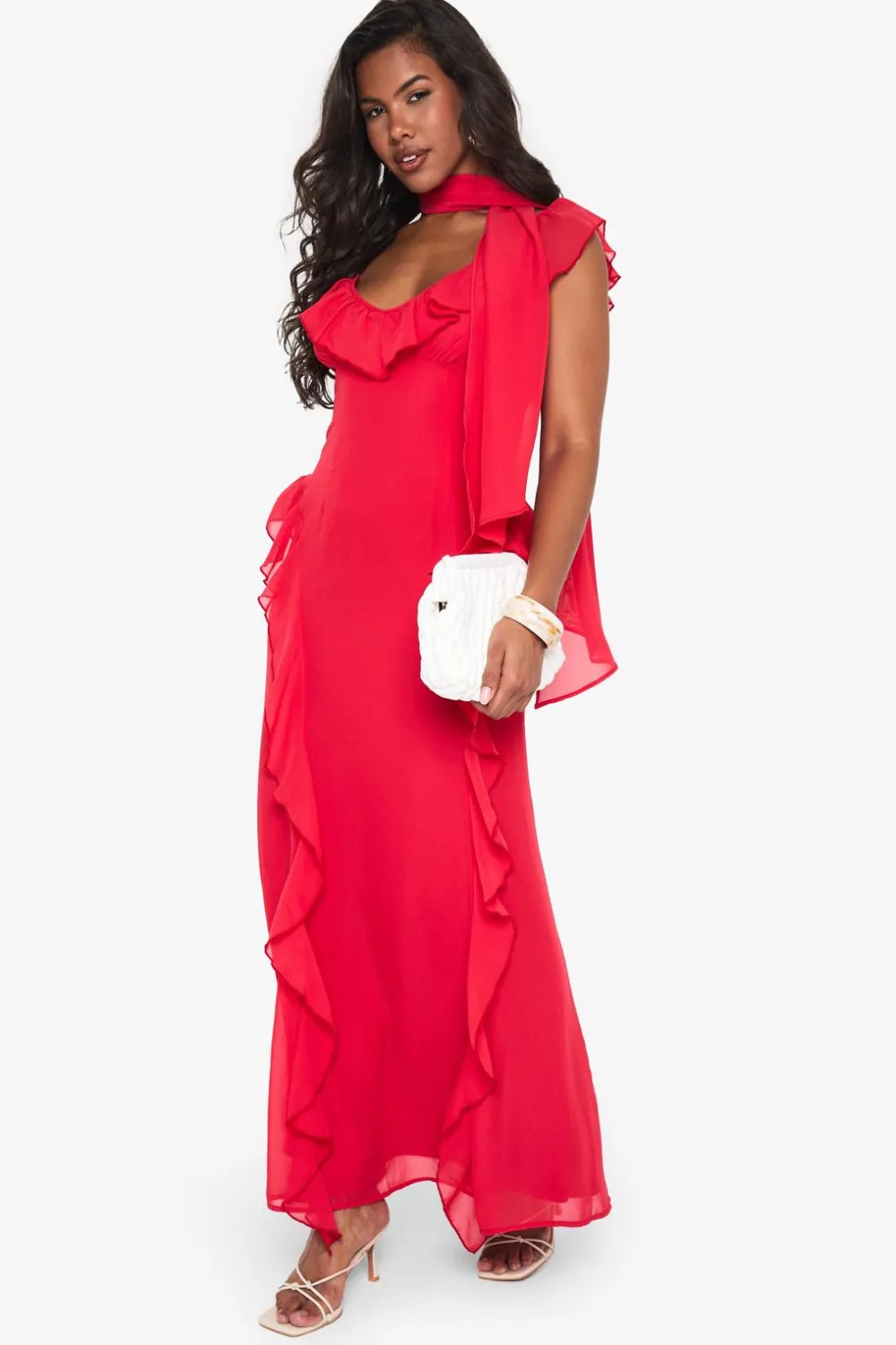 Dresses^Nasty Gal Chiffon Ruffle Scarf Maxi Dress |