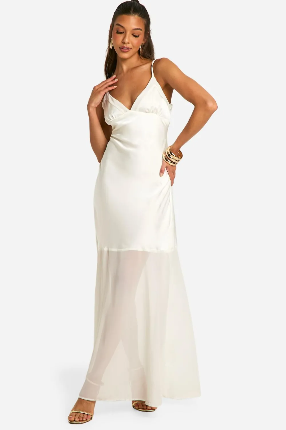 Dresses^Nasty Gal Chiffon Satin V Neck Maxi Dress |