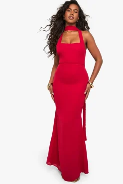 Dresses^Nasty Gal Chiffon Scarf Detail Lace Up Back Maxi Dress |