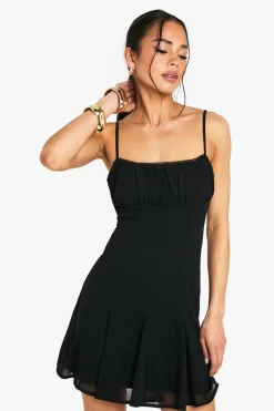 Dresses^Nasty Gal Chiffon Strappy Milkmaid Godet Hem Mini Dress |