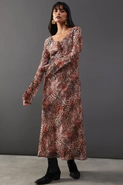 Dresses^Nasty Gal Chiffon Tie Keyhole Front Bias Midi Dress |