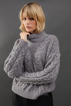 Knitwear^Nasty Gal Chunky Cable Knit Roll Neck Jumper |