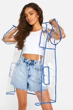 Coats^Nasty Gal Cobalt Trim Transparent Festival Mac |
