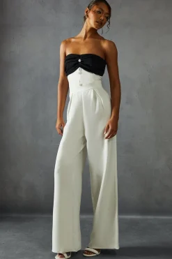 Jumpsuits|Jumpsuits^Nasty Gal Contrast Bust Pearl Button Straight Leg Jumpsuit |