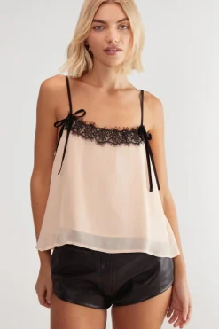 Cami Tops|Tops^Nasty Gal Contrast Lace Velvet Tie Cami Top |
