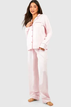 Sleepwear^Nasty Gal Contrast Pipe Long Sleeve Shirt & Trousers Pyjama Set |