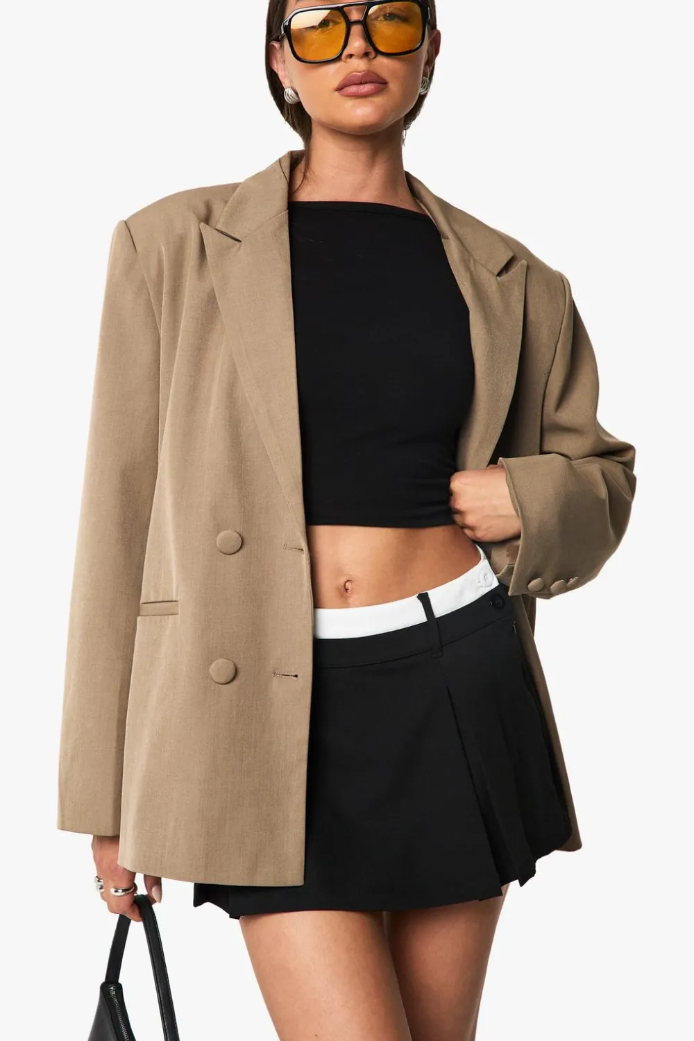 Shorts|Shorts^Nasty Gal Contrast Waistband Box Pleat Skort |