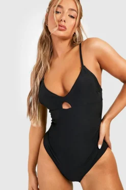 Swimsuits|Swimwear^Nasty Gal Control Plunge Key Hole Swimsuit |