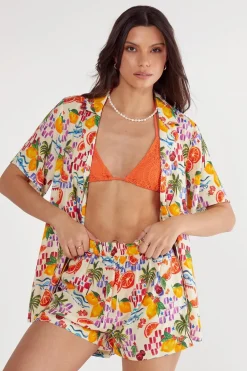 Two Piece Sets|Two Piece Sets^Nasty Gal Conversational Fruit Print Resort Beach Shirt And Short |