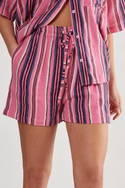 Stripes|Shorts^Nasty Gal Cotton Gauze Stripe Tie Waist Shorts |