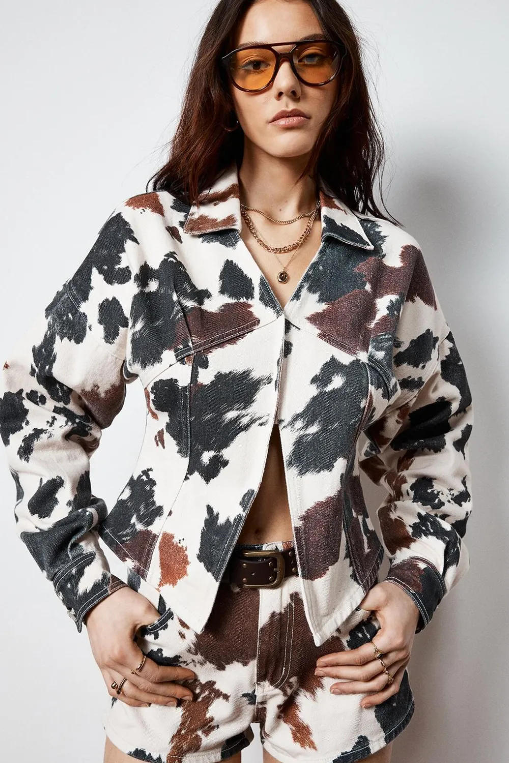 Festival Outfits|Festival Outfits^Nasty Gal Cow Print Denim Corset Shirt |