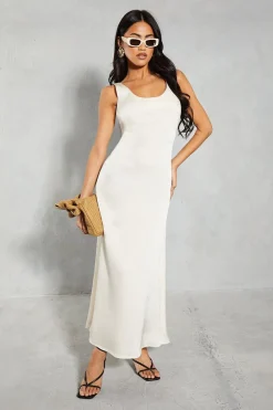 Dresses^Nasty Gal Crinkle Satin Scoop Neck Midaxi Dress |