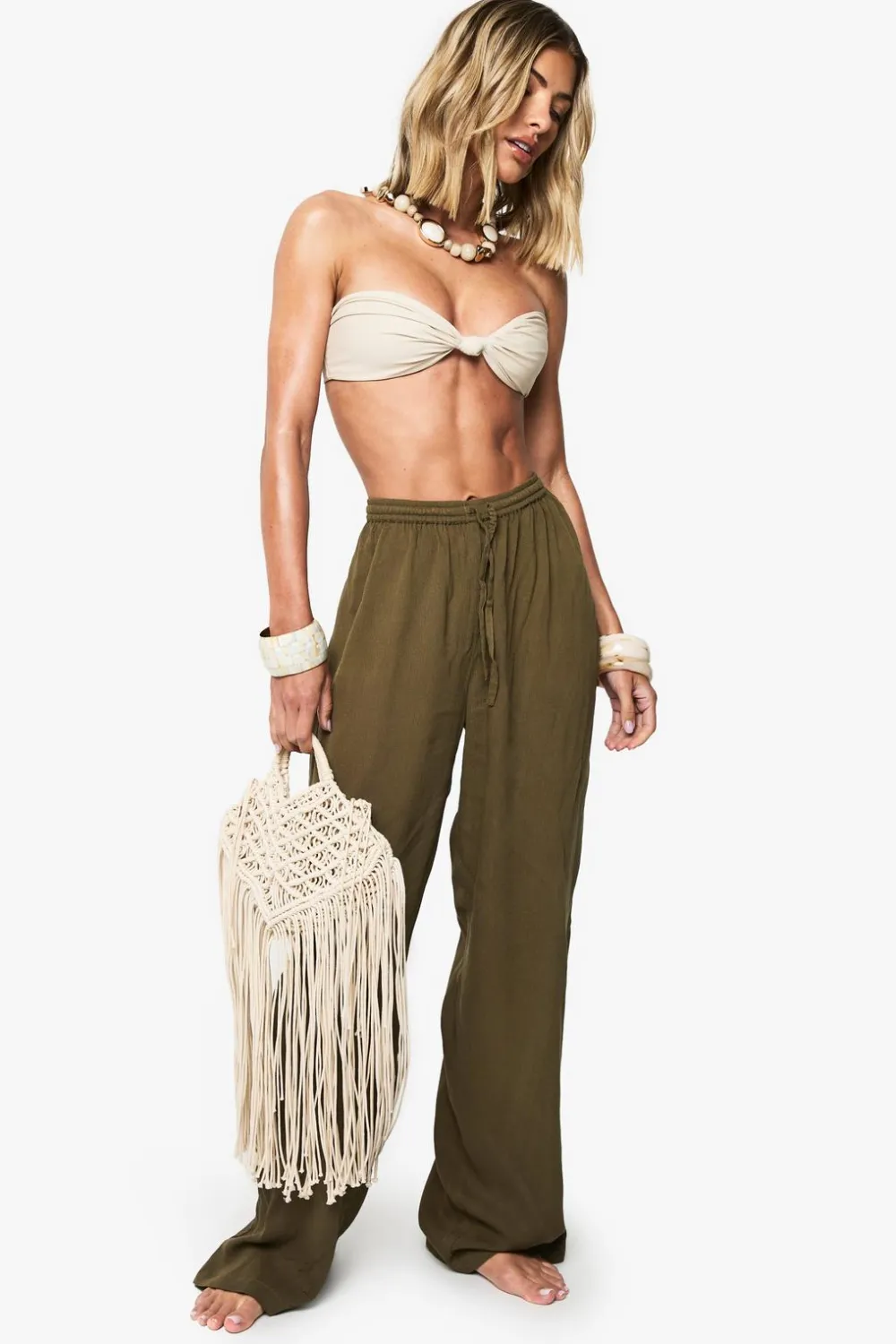 Pants^Nasty Gal Crinkle Wide Leg Beach Trousers |