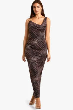 Dresses^Nasty Gal Croc Print Cowl Mesh Slip Dress |