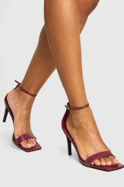 Heels^Nasty Gal Croc Square Toe Mid Stiletto Heels |