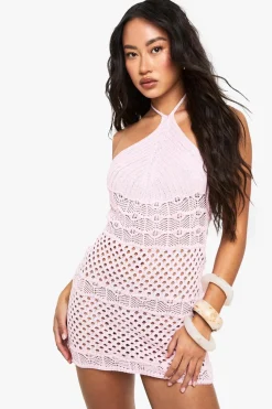 Crochet|Dresses^Nasty Gal Crochet Beach Halter Neck Mini Dress |