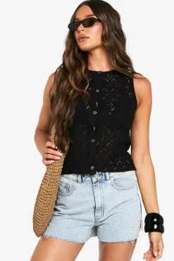 Crochet|Tops^Nasty Gal Crochet Button Down Knitted Waistcoat |
