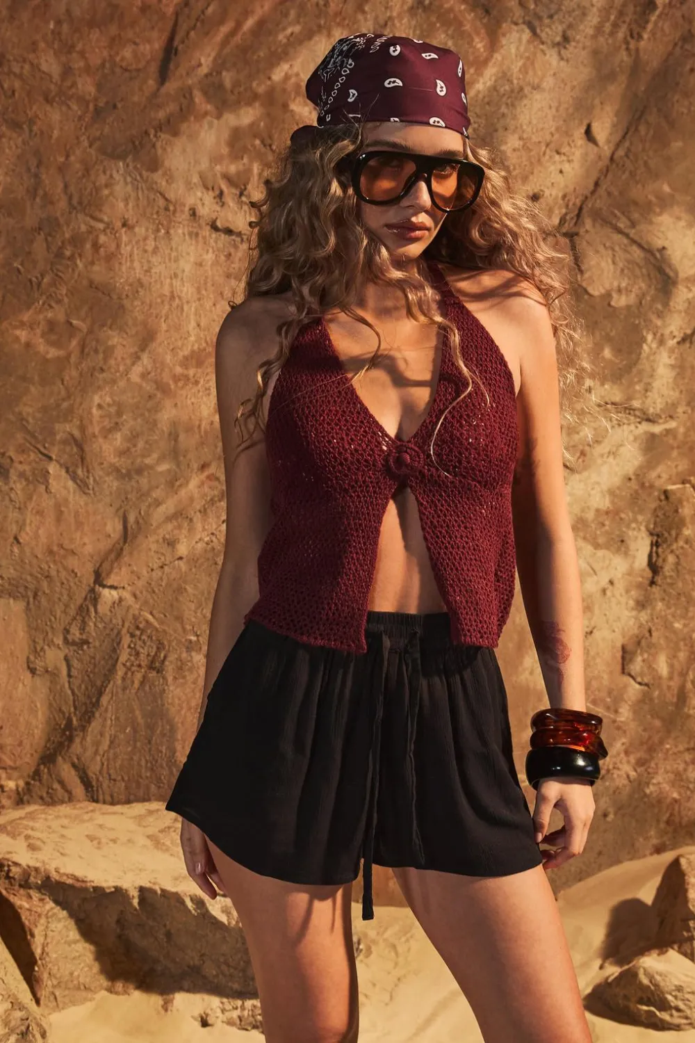 Crochet|Knitwear^Nasty Gal Crochet Flower Detail Floaty Knitted Top |