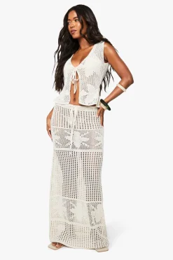 Crochet^Nasty Gal Crochet Flower Detail Maxi Skirt |