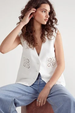 Crochet|Festival Outfits^Nasty Gal Crochet Insert Tailored Vest |