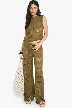 Crochet|Knitwear^Nasty Gal Crochet Knitted High Neck Top and Wide Leg Trouser |