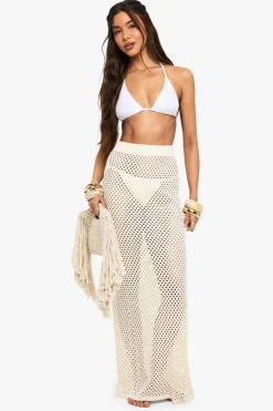 Crochet|Knitwear^Nasty Gal Crochet Maxi Beach Skirt |