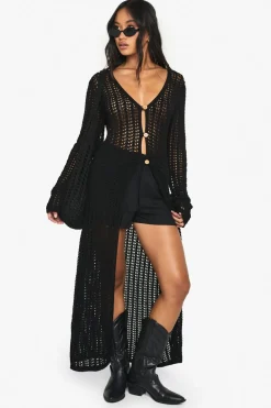 Crochet|Knitwear^Nasty Gal Crochet Maxi Cardigan |