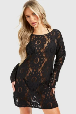 Crochet|Vacation Shop^Nasty Gal Crochet Open Back Beach Mini Dress |