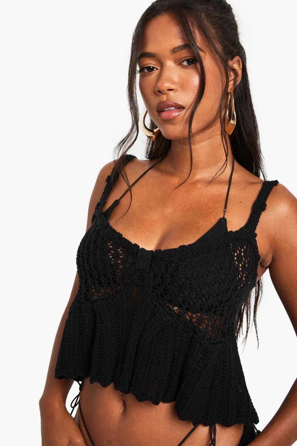 Crochet|Tops^Nasty Gal Crochet Peplum Top |