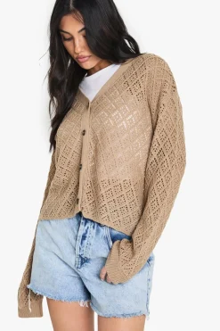 Crochet|Knitwear^Nasty Gal Crochet Slouchy Knitted Cardigan |