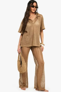 Crochet|Knitwear^Nasty Gal Crochet Wide Leg Beach Trouser |