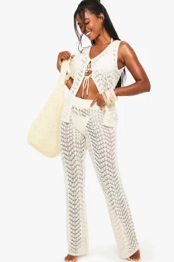 Crochet|Knitwear^Nasty Gal Crochet Wide Leg Trouser |