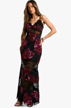 Dresses^Nasty Gal Dark Floral Lace Maxi Dress |