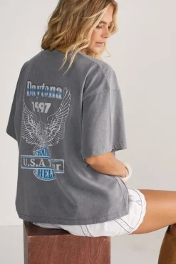 T-shirts|T-shirts^Nasty Gal Daytona 1997 USA Tour Acid Wash Oversized Graphic T-Shirt |