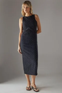 Dresses^Nasty Gal Denim All Over Hot Fix Sleeveless Fitted Midi Dress |