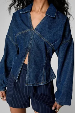 Denim Tops|Denim^Nasty Gal Denim Corset Shirt |