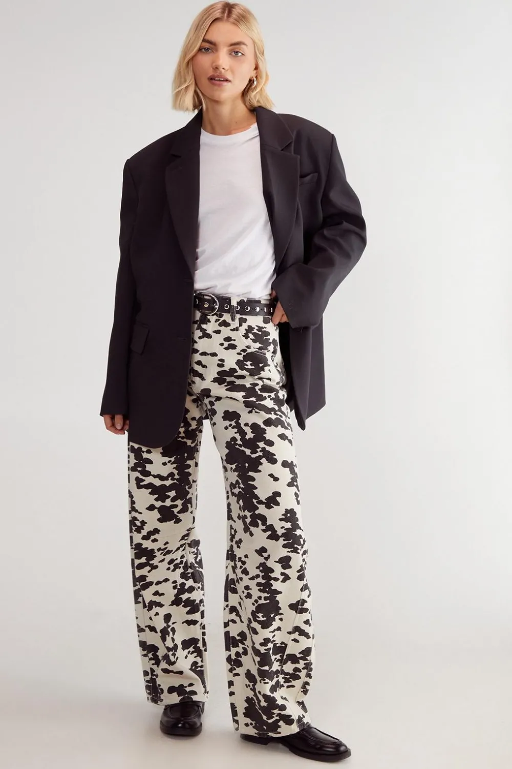 Jeans|Denim^Nasty Gal Denim Dalmatian Print Barrell Leg Jean |