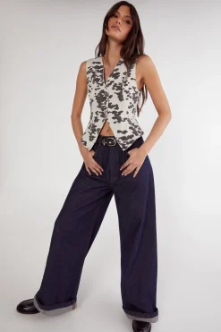 Denim Tops|Denim^Nasty Gal Denim Dalmatian Print Longline Waistcoat |