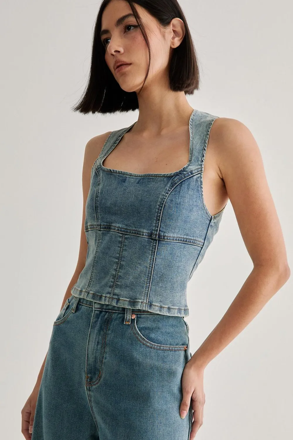 Denim Tops|Denim^Nasty Gal Denim Lace Back Top |